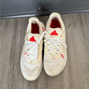 Adidas Beige and Red Athletic Shoes